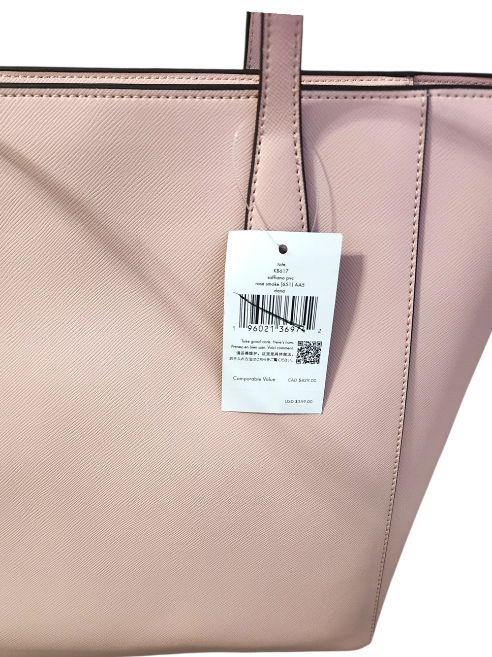 KATE SPADE NY Dana Rose Smoke Leather Large Tote Bag - Picture 9 of 16